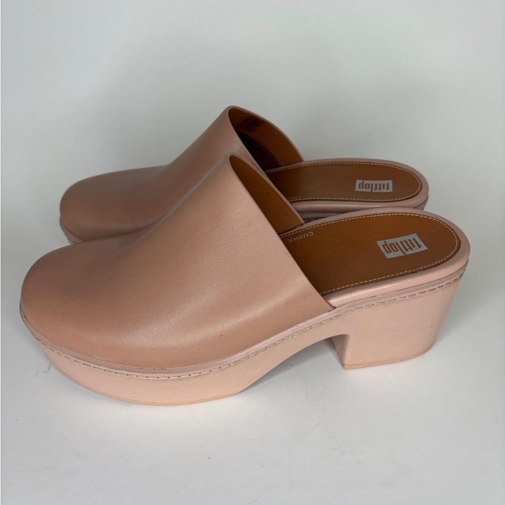 FitFlop CushX Chunky-Heel Mules – platform Beige Size US 9 EU 41 Comfort Clog - Picture 9 of 16
